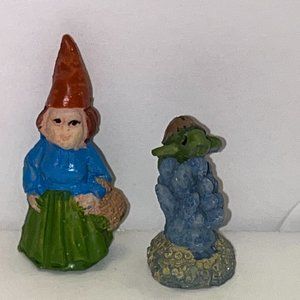 Fairy Garden Gnome Miniature Terrarium Doll House Forest Figurine Elf, lot of 2